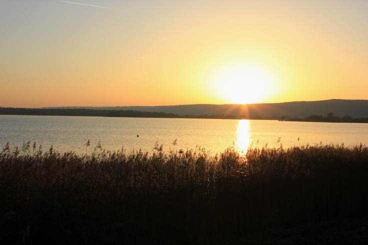 Sunset by the Madine Lake in France